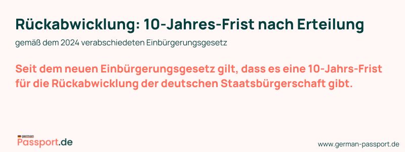 Image Rückabwicklung der deutschen Staatsbürgerschaft: 10-Jahres-Frist